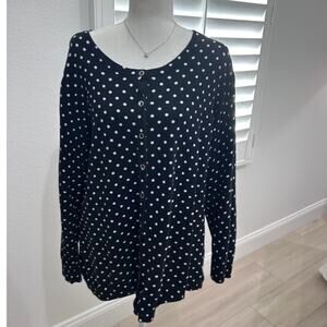 Vintage 1990s Catherines black white polka dot long sleeve sweater 2X